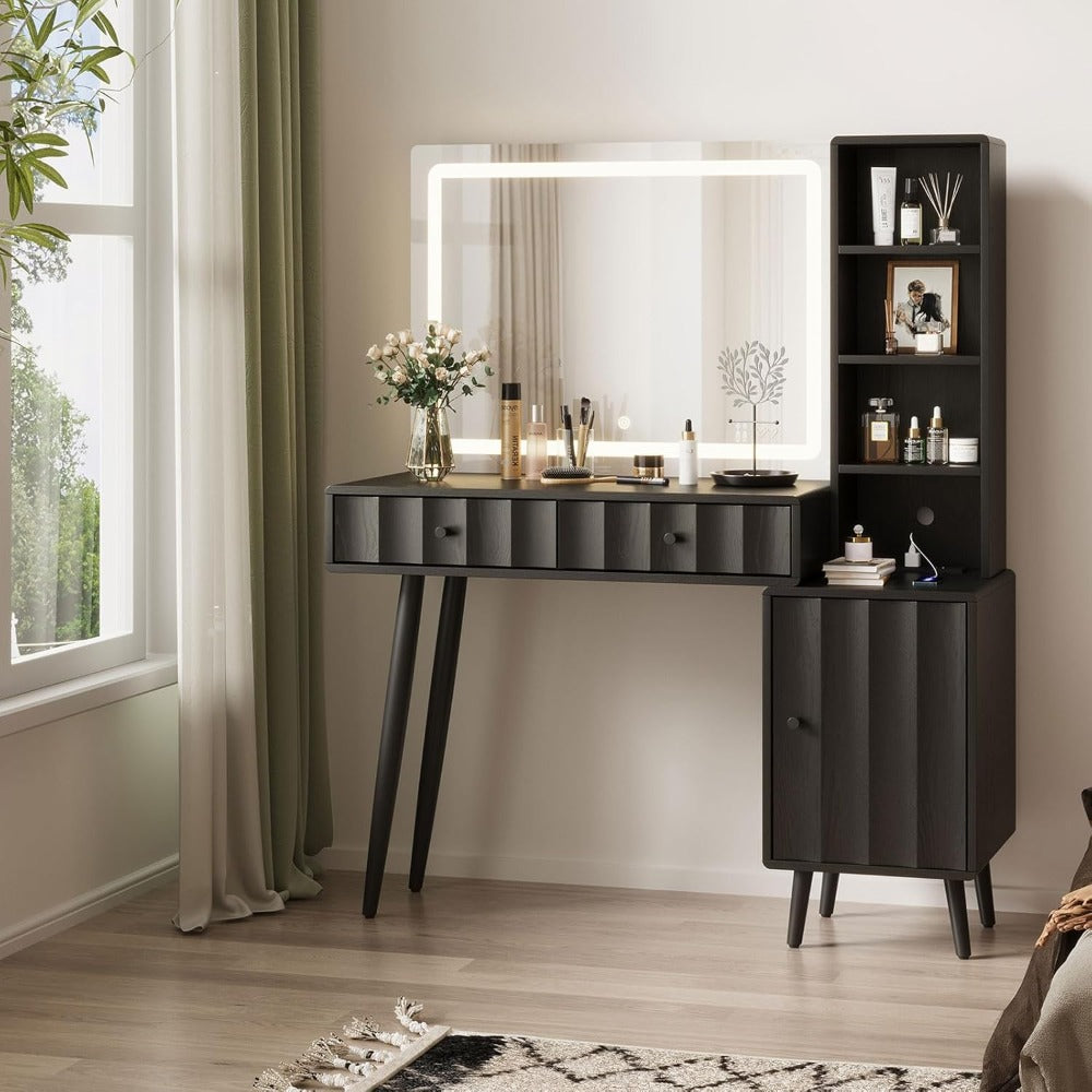 Elegant Wave Fluted Vanity Desk Dressing Table - 44\