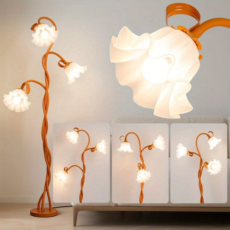 Modern Art Flower Floor Lamp, Flexible Arm Creative DIY Shape 3-Color Temperatures LED Corner Floor Lamp, Suitable For Bedroom