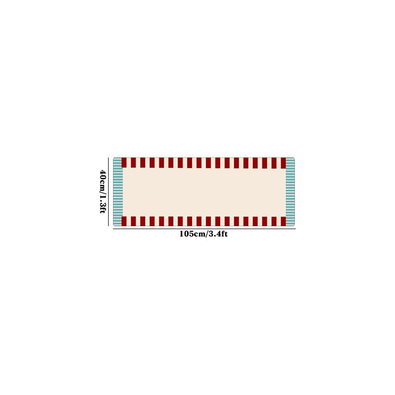 1pc Memphis Runner Mat - Extra Thick 10mm Plush Mat with Non-Slip Backing, Soft Beige, Red