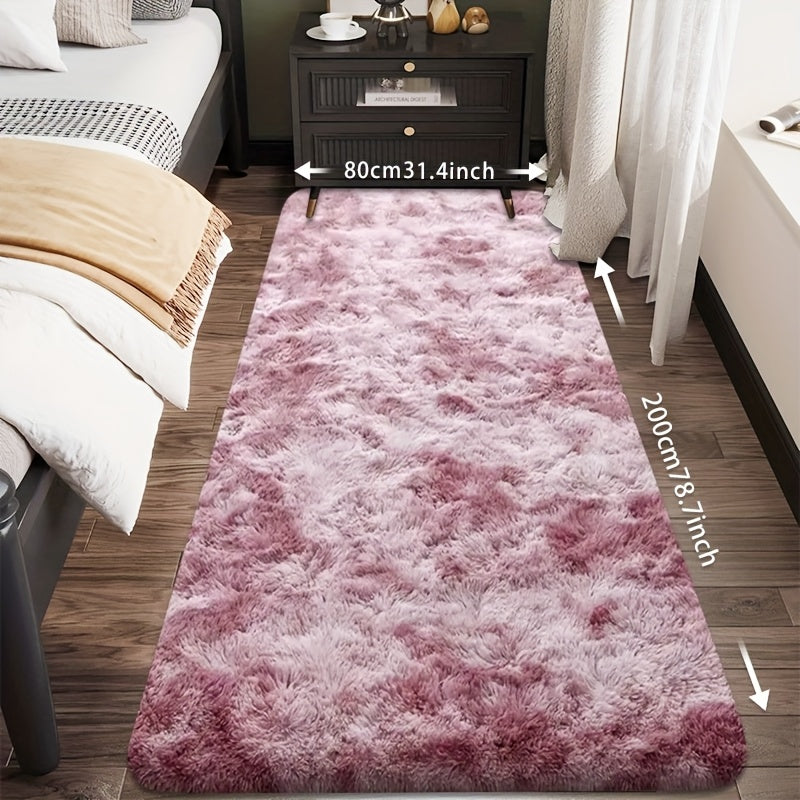 1pc Tie-Dye Plush Soft Interior Fluffy Mat, Modern Luxury Plush Mat, Absorbent, Non-Slip &, Suitable for Living Room and Bedroom Areas