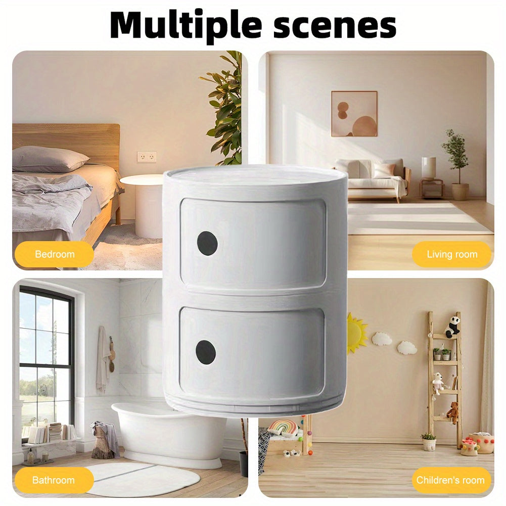 1pc Modern Multifunctional 2\u002F3 Drawer Nightstand - Waterproof Plastic Storage Cabinet for Bedroom
