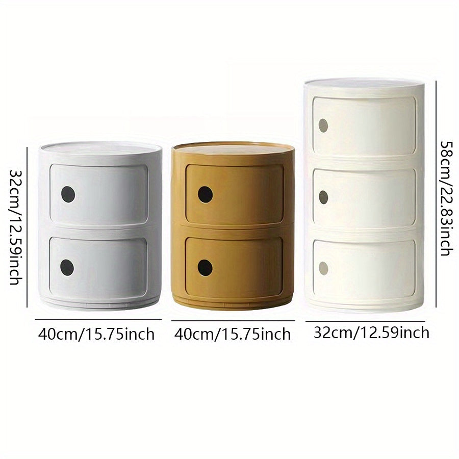 1pc Modern Multifunctional 2\u002F3 Drawer Nightstand - Waterproof Plastic Storage Cabinet for Bedroom