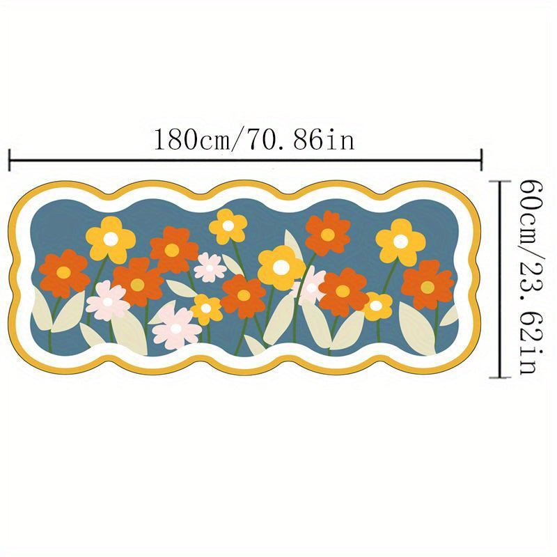 1pc, Romantic Cream Style Small Wave Cartoon Flower Bedroom Rug 10mm Thick Plush Soft Carpet Room Living Room Home Rug