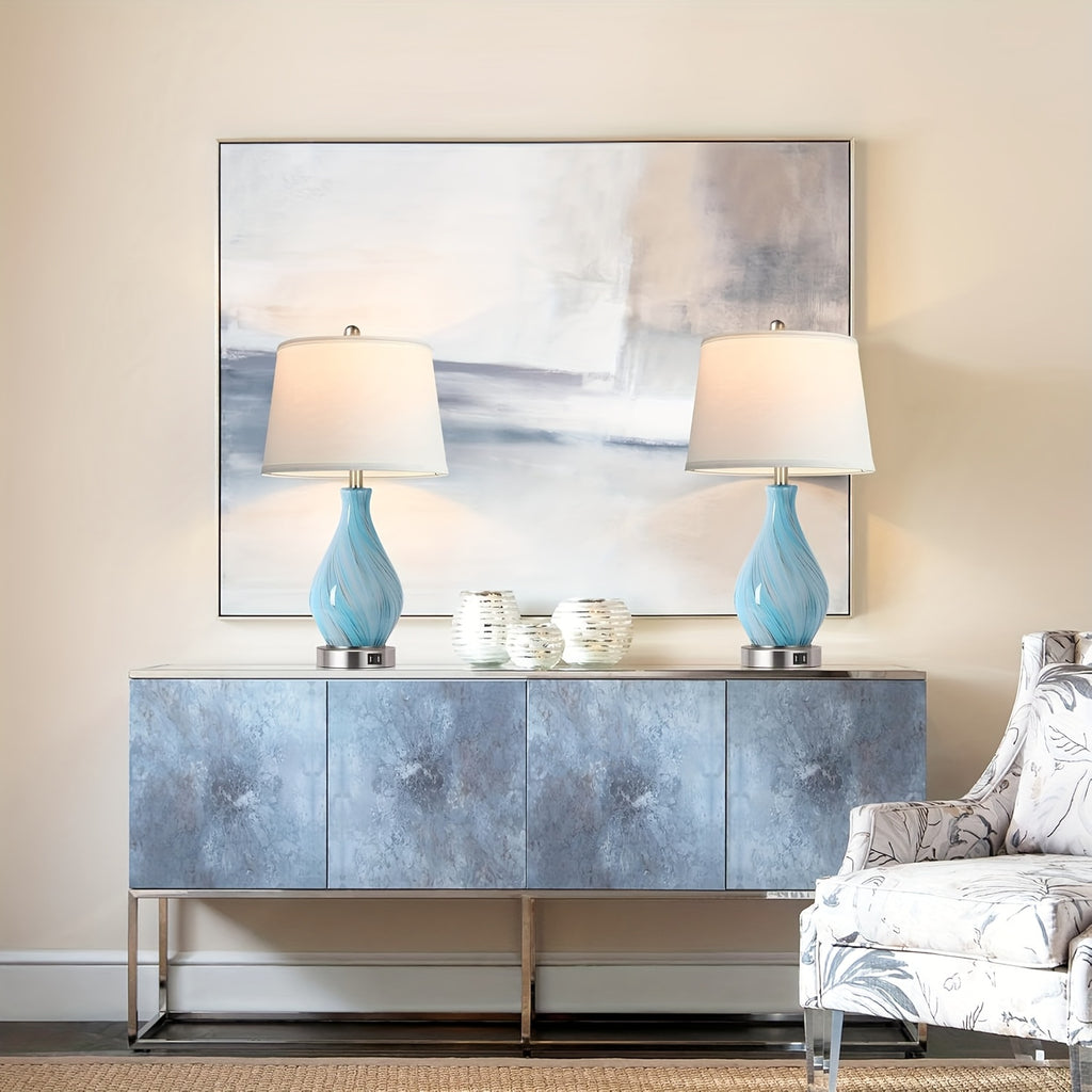 Modern Accent Table Lamp Set Of 2 Touch Control, 22\