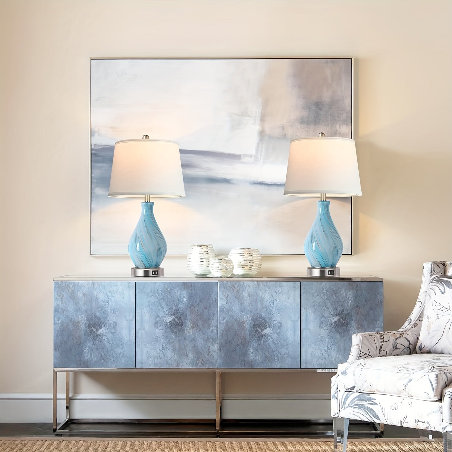 Modern Accent Table Lamp Set Of 2 Touch Control, 22\