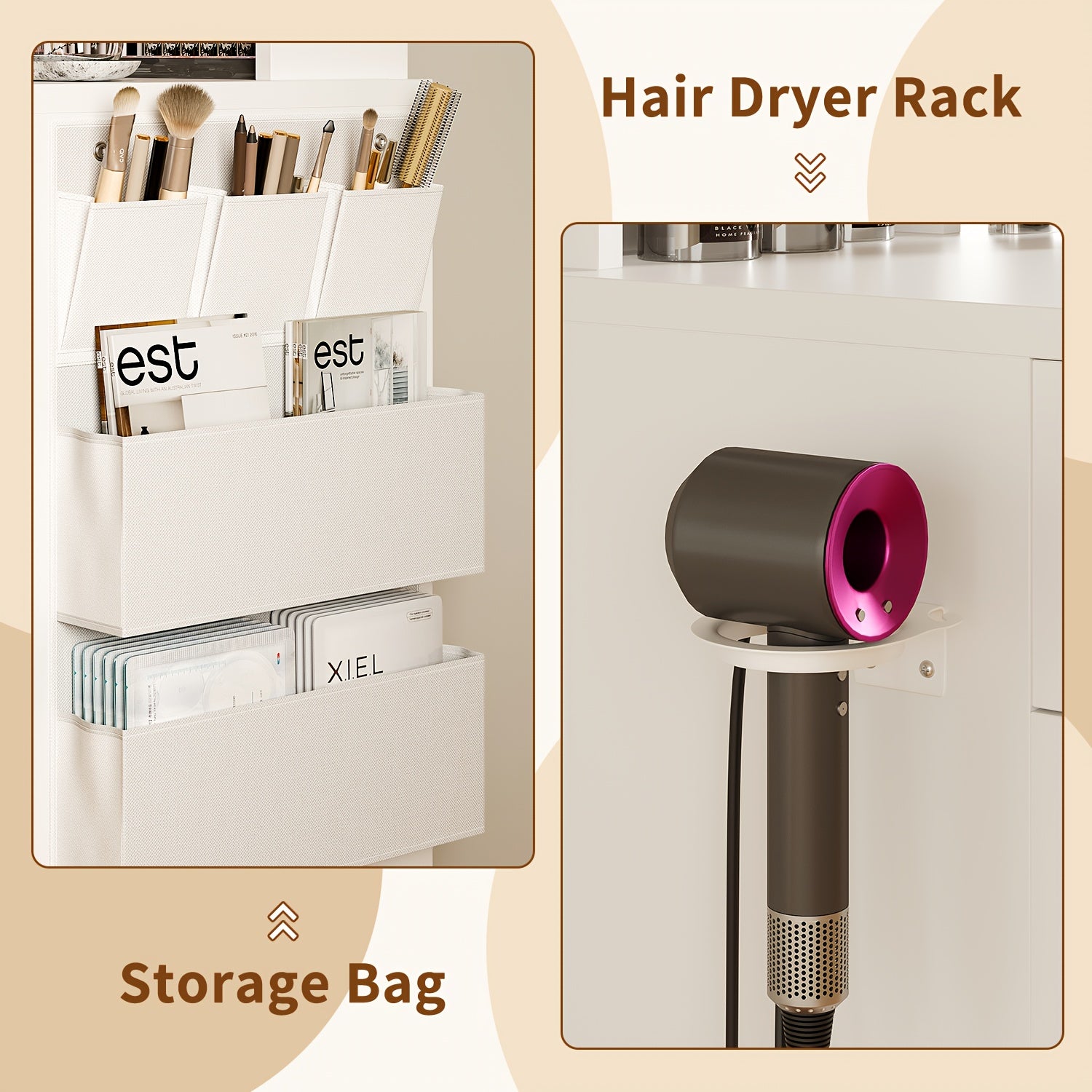 Makeup Vanity Desk With LED Lighted Mirror & Power Outlet, Vanity Table With Storage Cabinet