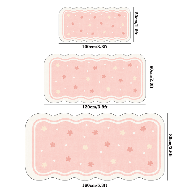 1pc Plush Soft Pink Floral Area Mat - 10mm Thick, Non-Slip, Irregular Shape, Modern Simple Design for Bedroom