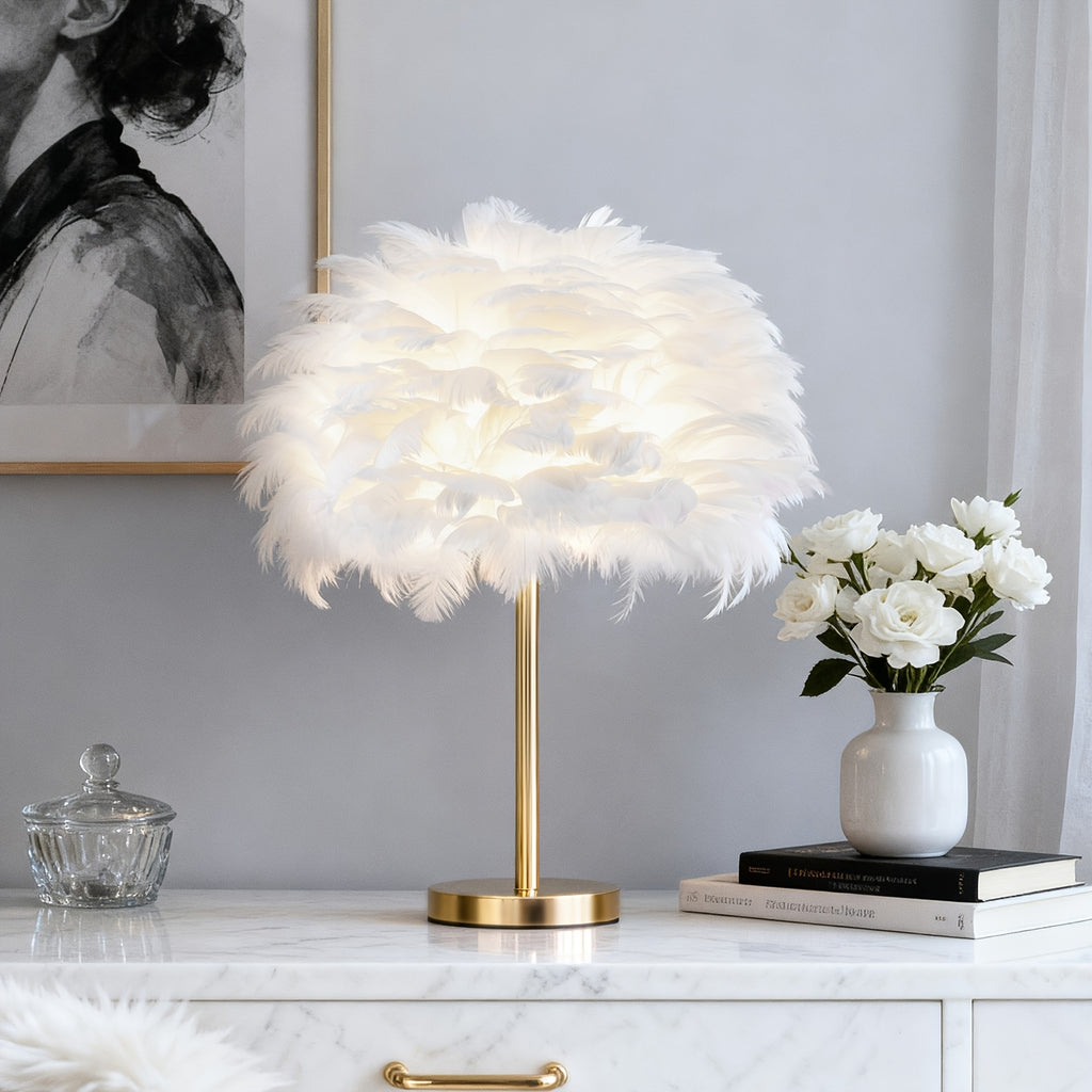 11.8*15.9 Inch Feather Lamp, USB Powered Lamps, Durable Metal Body, 3-Color Dimmable LED Light Strip