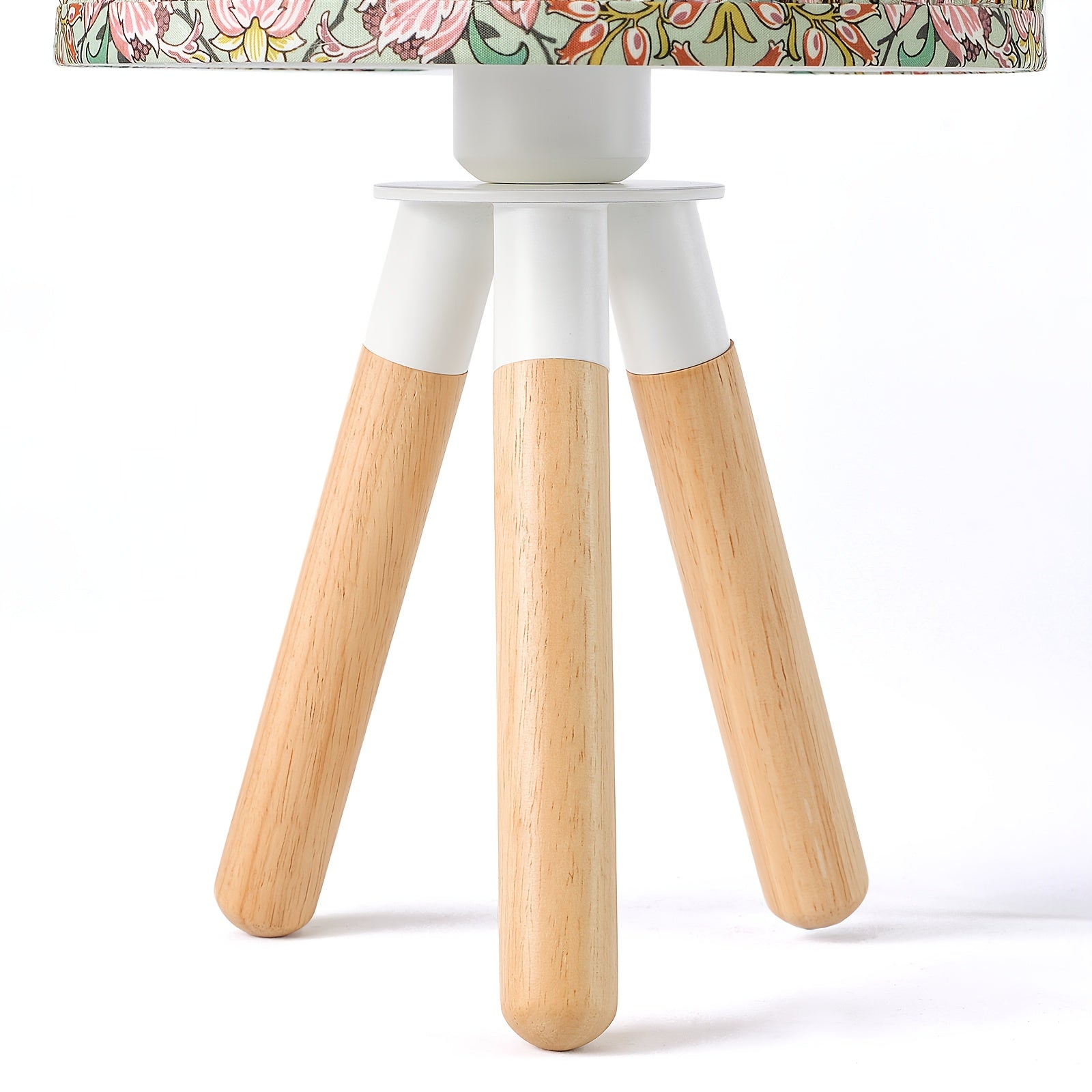 14 Inch Wooden Tripod Table Lamp with Green Ditsy Floral Shade - Cute Boho Nightstand Lamp for Girls Bedroom