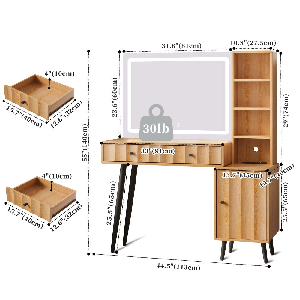 Elegant Wave Fluted Vanity Desk Dressing Table - 44\