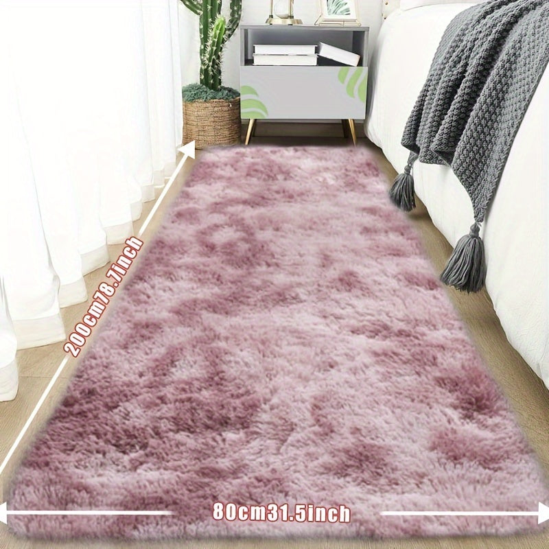 1pc Tie-Dye Plush Soft Interior Fluffy Mat, Modern Luxury Plush Mat, Absorbent, Non-Slip &, Suitable for Living Room and Bedroom Areas