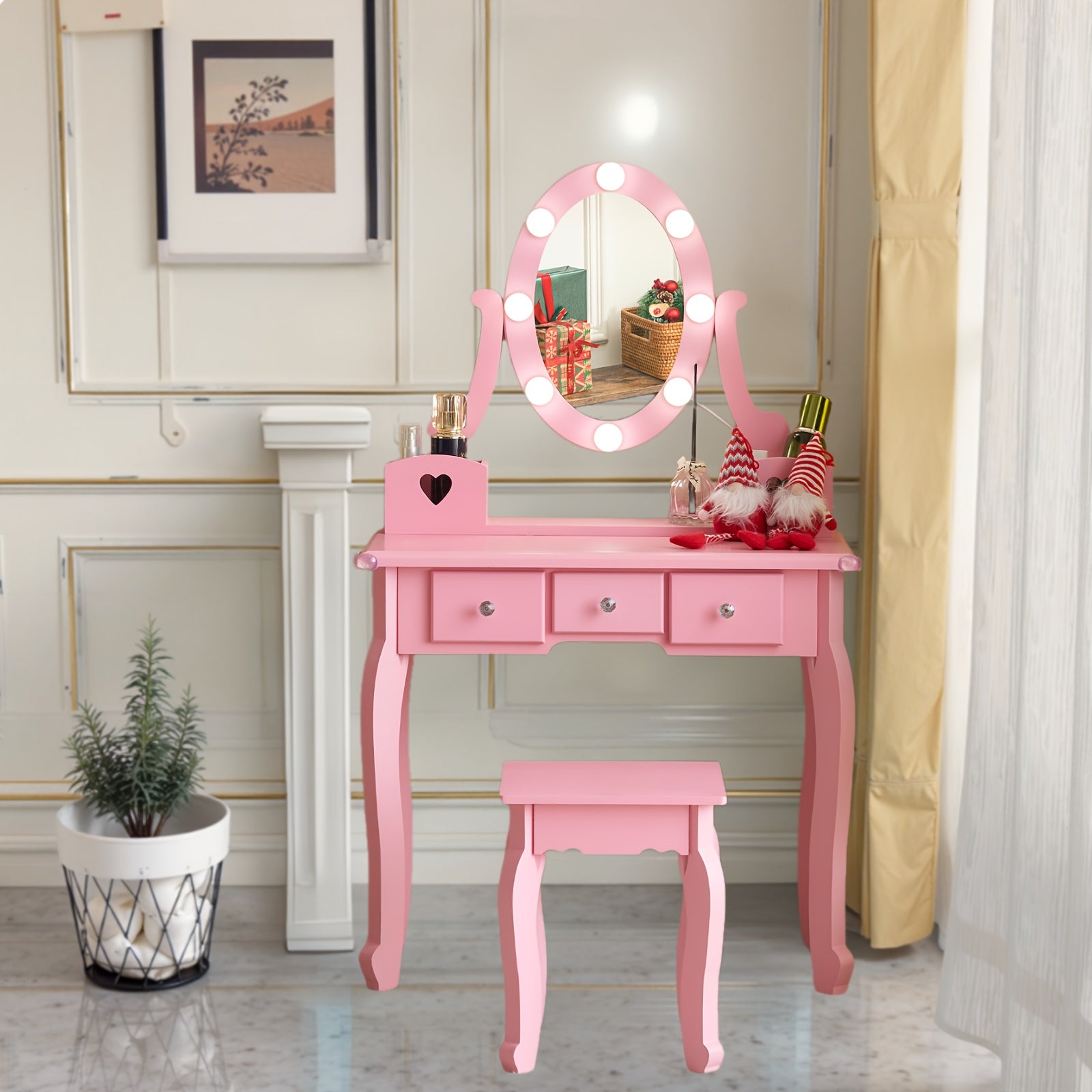 Heart-shaped Mirror Light White Blue Pink Green Purple Yellow Orange Girls Room Decoration High Cost-effective Holiday Home Gift