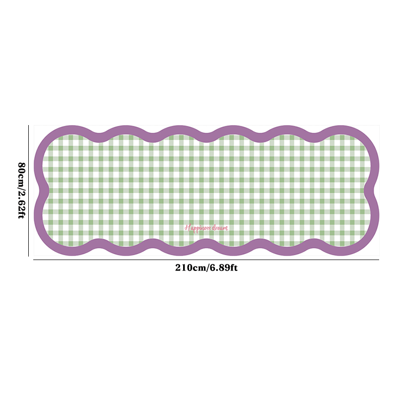 Irregular Shaped Modern Cream Checkeredboard Runner Rug - 10mm Thick High-Quality Faux Cashmere