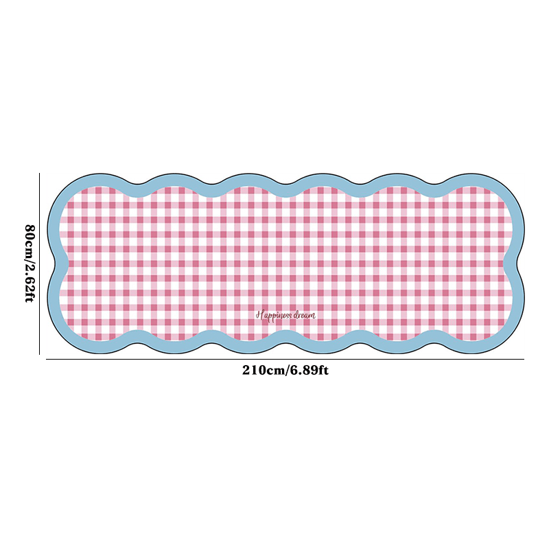 Irregular Shaped Modern Cream Checkeredboard Runner Rug - 10mm Thick High-Quality Faux Cashmere