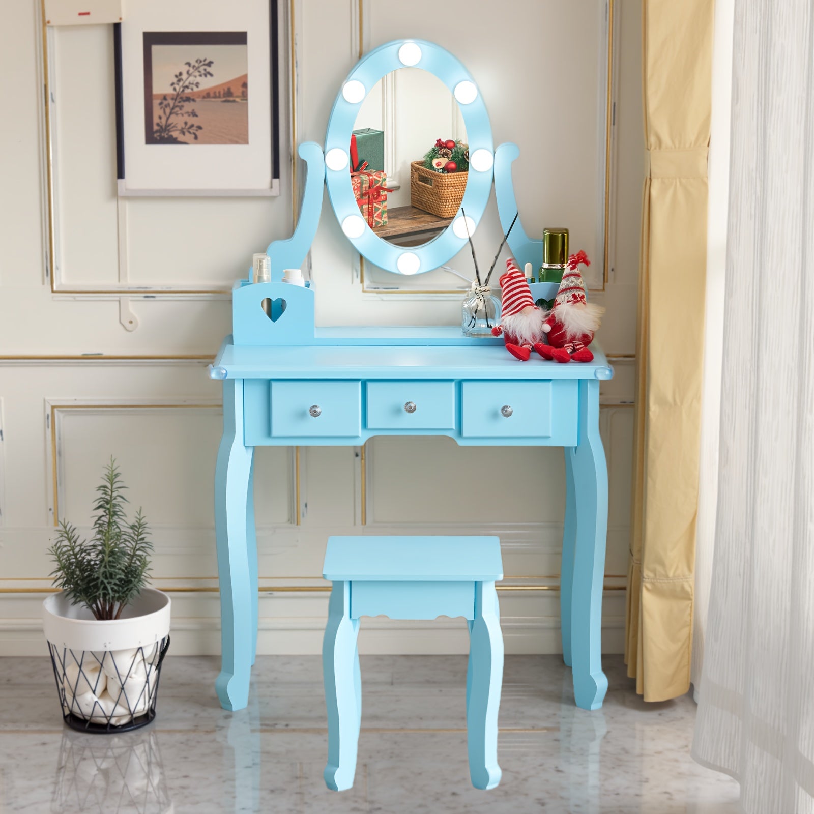 Heart-shaped Mirror Light White Blue Pink Green Purple Yellow Orange Girls Room Decoration High Cost-effective Holiday Home Gift