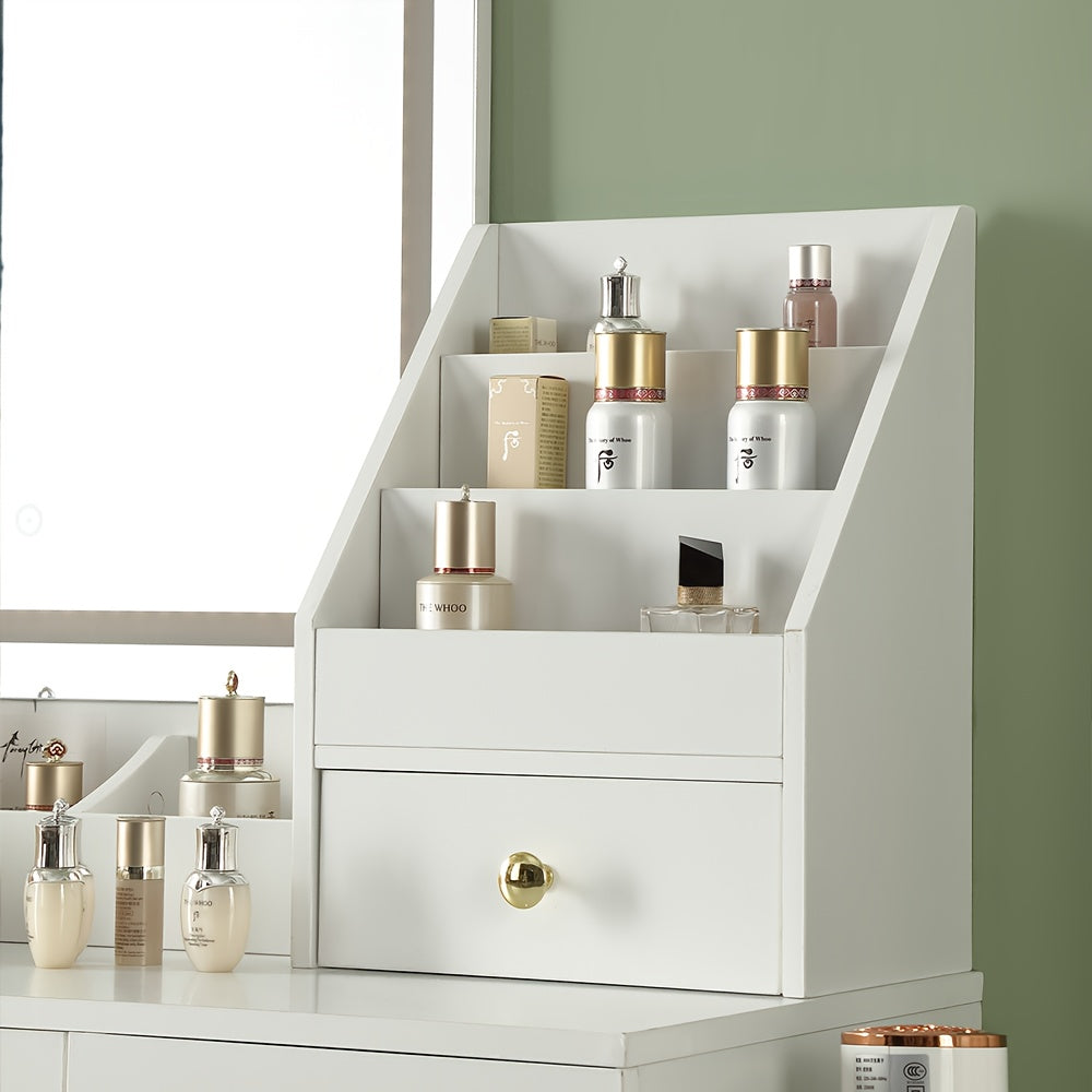 White Contemporary Dresser with Mirror - 3.2 Cu Ft Storage, 27\