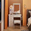 Modern Vanity with Mirrors Modern Vanity with Mirrors, 5 Drawers, Shelves and Chair