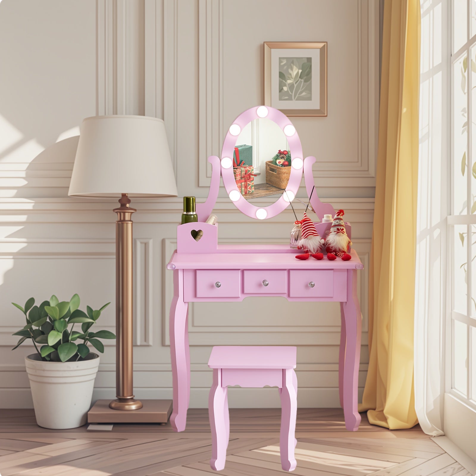 Heart-shaped Mirror Light White Blue Pink Green Purple Yellow Orange Girls Room Decoration High Cost-effective Holiday Home Gift