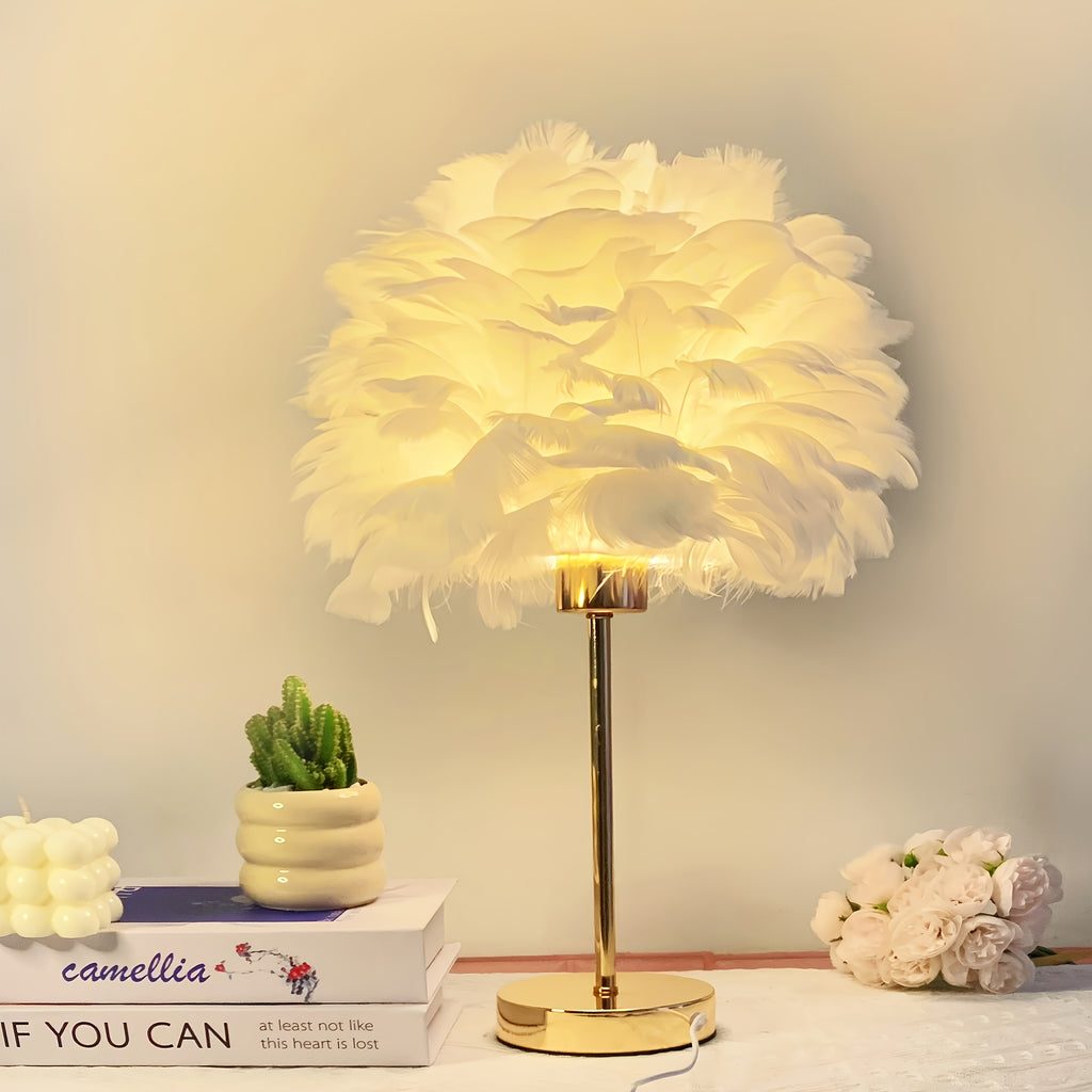 11.8*15.9 Inch Feather Lamp, USB Powered Lamps, Durable Metal Body, 3-Color Dimmable LED Light Strip