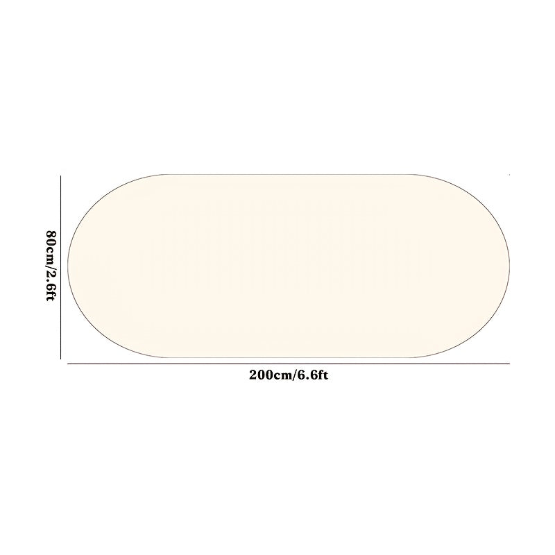 1pc 10mm Thick High-Quality Imitation Cashmere Oval Runner Mat - Cream Beige Modern Simple Line Printing