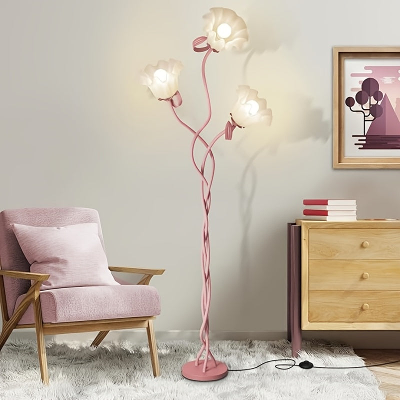 Modern Art Flower Floor Lamp, Flexible Arm Creative DIY Shape 3-Color Temperatures LED Corner Floor Lamp, Suitable For Bedroom