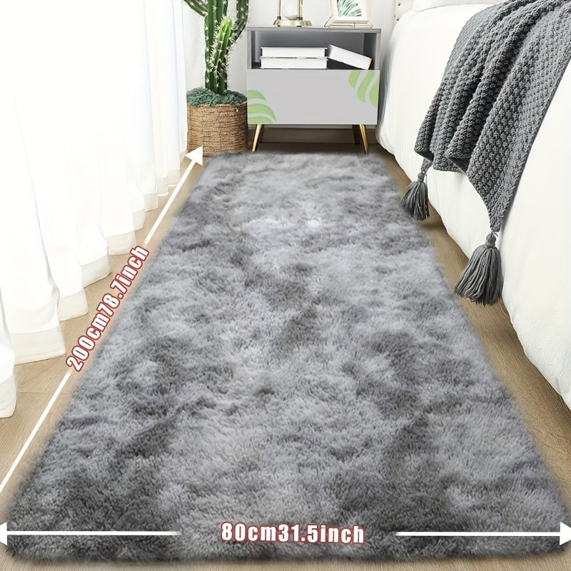 1pc Tie-Dye Plush Soft Interior Fluffy Mat, Modern Luxury Plush Mat, Absorbent, Non-Slip &, Suitable for Living Room and Bedroom Areas