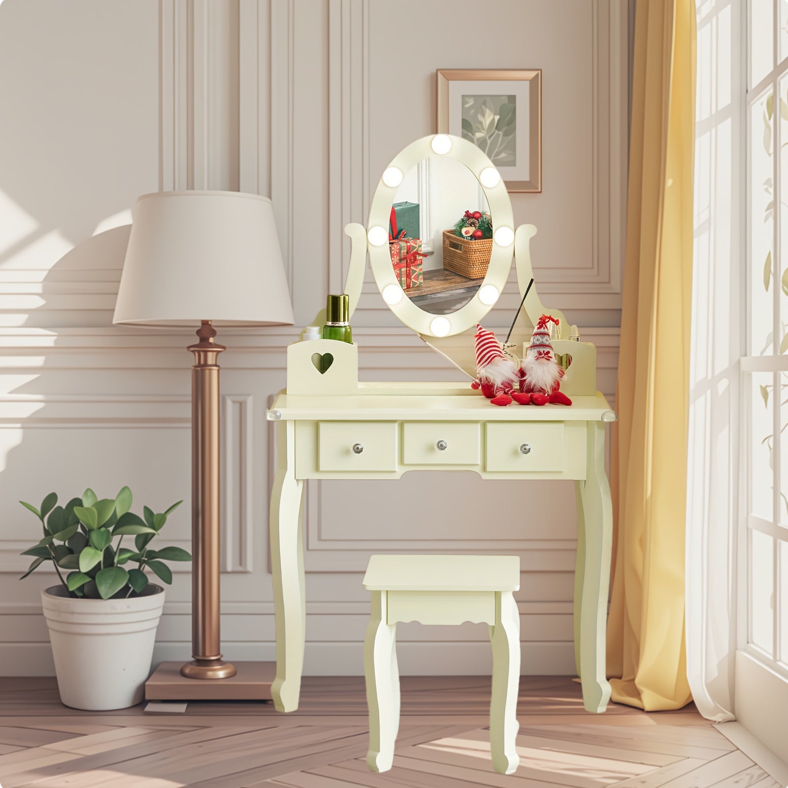 Heart-shaped Mirror Light White Blue Pink Green Purple Yellow Orange Girls Room Decoration High Cost-effective Holiday Home Gift