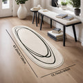 1pc DAJIANG Modern Abstract Oval Area Mat - Soft, Fluffy & Non-Slip Runner Mat with Striped and Solid Color Design for Bedroom