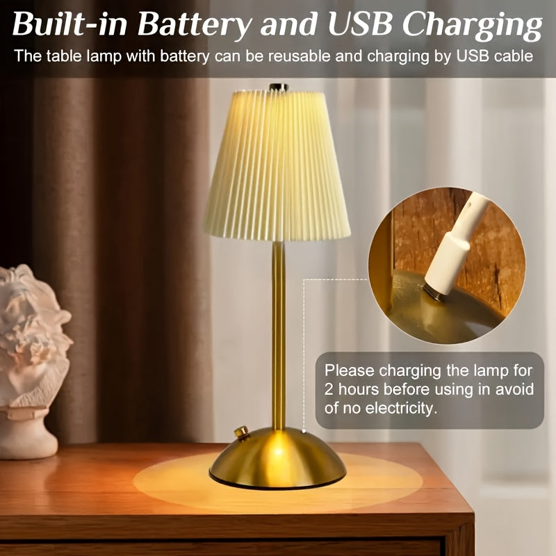 1pc\u002F2pcs LED Office Desk Lamp, Touch Control, 3 Color, USB Charging, 1600mAh Battery, Metal Base