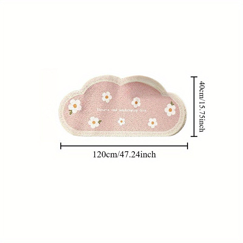 Tulip Cloud-Shaped Plush Soft Washable Thickened Irregular Non-Slip Floor Mat for Bedroom and Living Room Decor