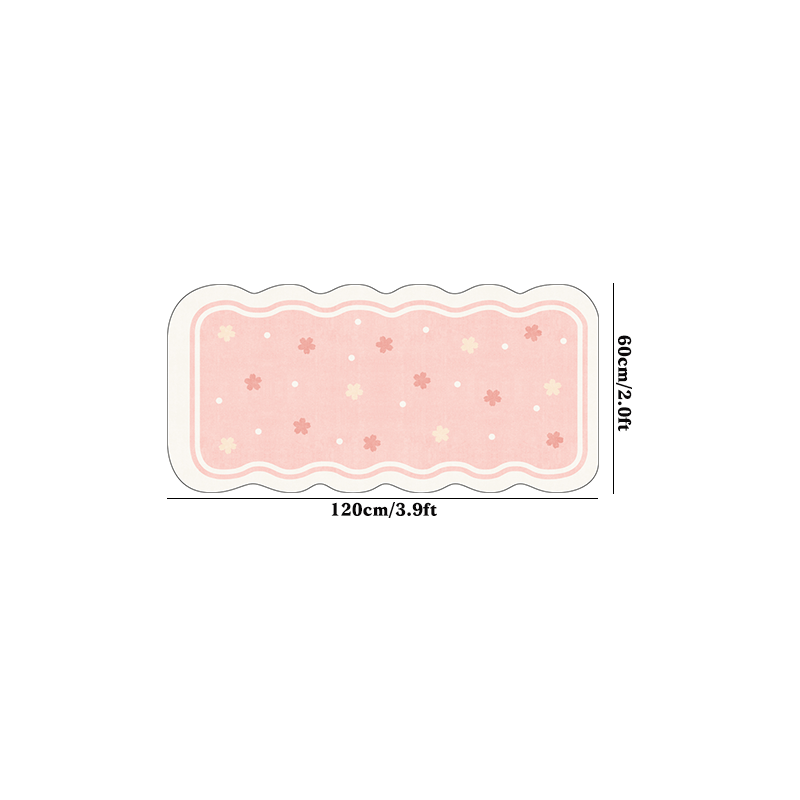 1pc Plush Soft Pink Floral Area Mat - 10mm Thick, Non-Slip, Irregular Shape, Modern Simple Design for Bedroom