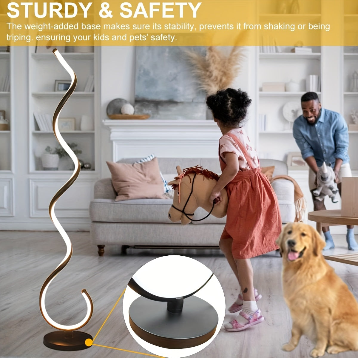 Modern Floor Lamp for Living Room, Bright Dimmable LED Standing Lamp with Remote Control & Foot Switch