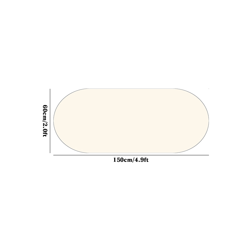 1pc 10mm Thick High-Quality Imitation Cashmere Oval Runner Mat - Cream Beige Modern Simple Line Printing