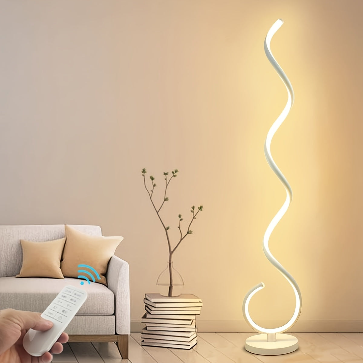 Modern Floor Lamp for Living Room, Bright Dimmable LED Standing Lamp with Remote Control & Foot Switch