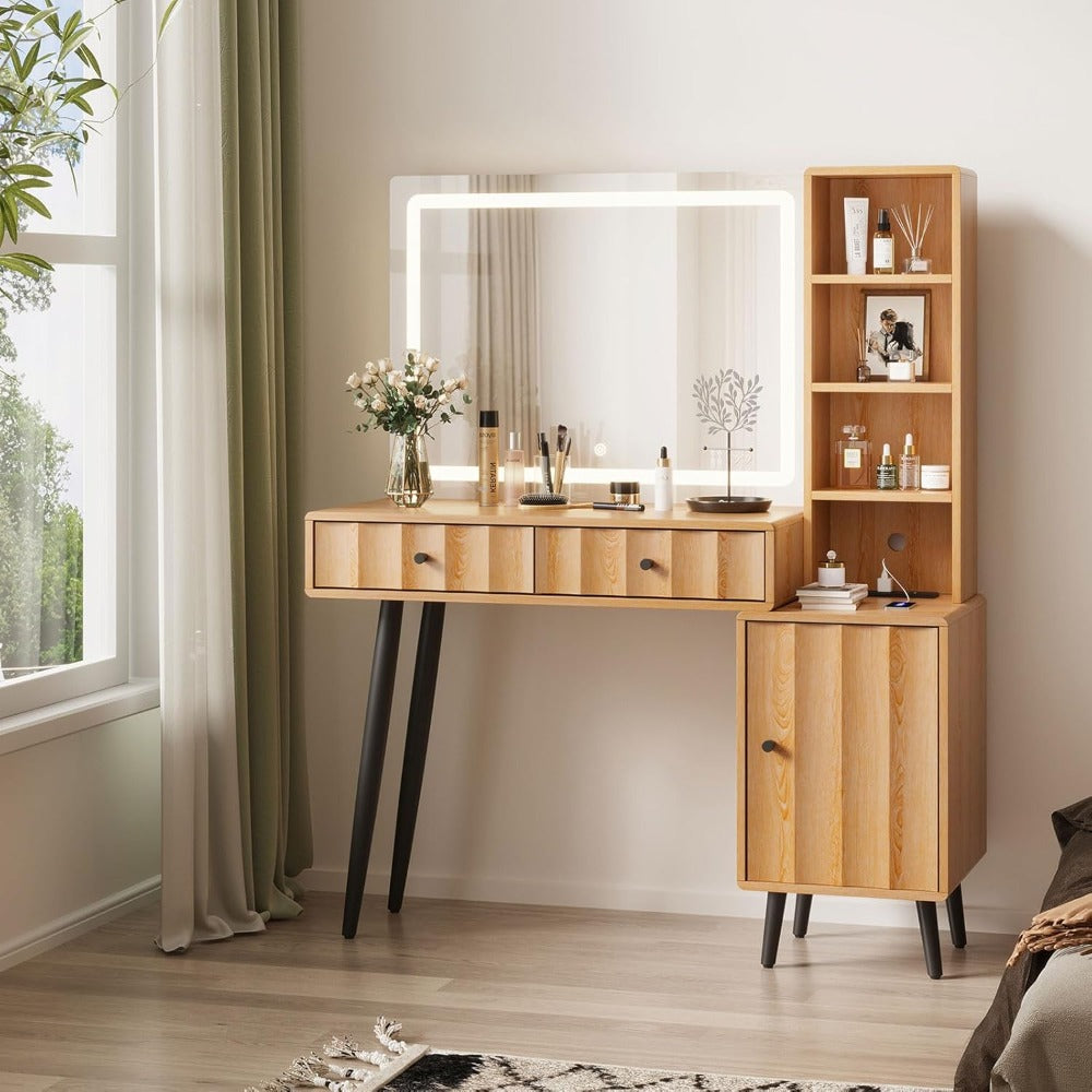 Elegant Wave Fluted Vanity Desk Dressing Table - 44\