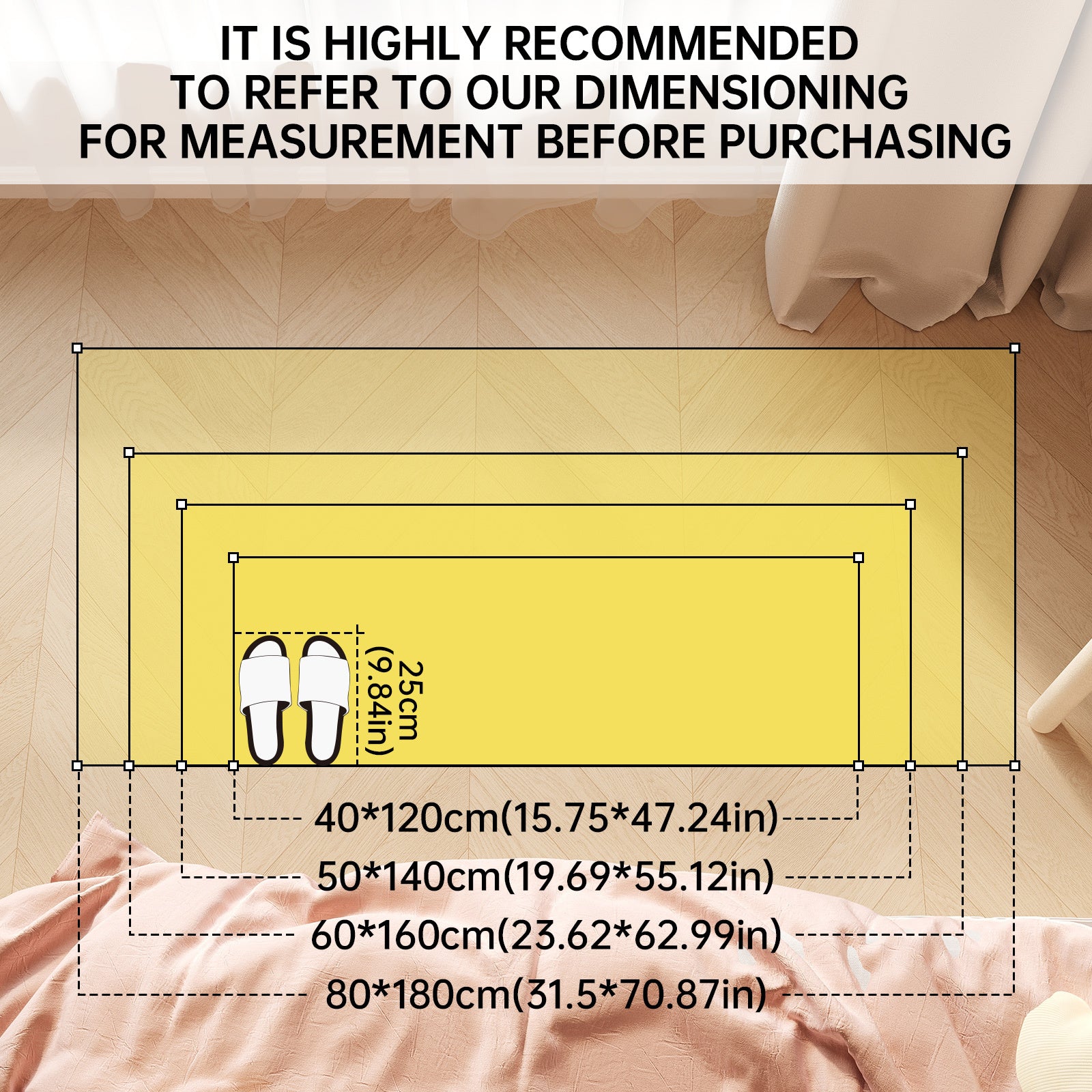 1pc of long Mat, room bedside Mat, bedroom Mat, room floor mat, non slip foot mat in front of the bed, indoor decorative Mat