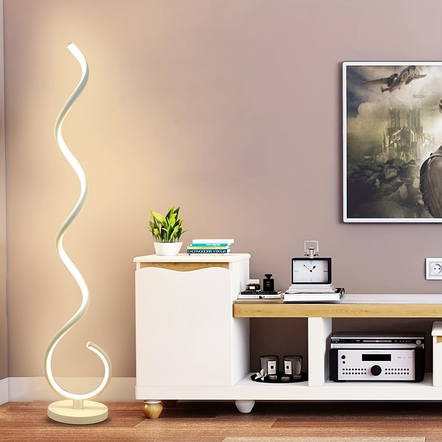 Modern Floor Lamp for Living Room, Bright Dimmable LED Standing Lamp with Remote Control & Foot Switch