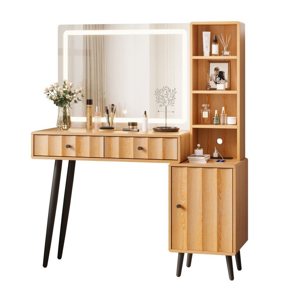 Elegant Wave Fluted Vanity Desk Dressing Table - 44\