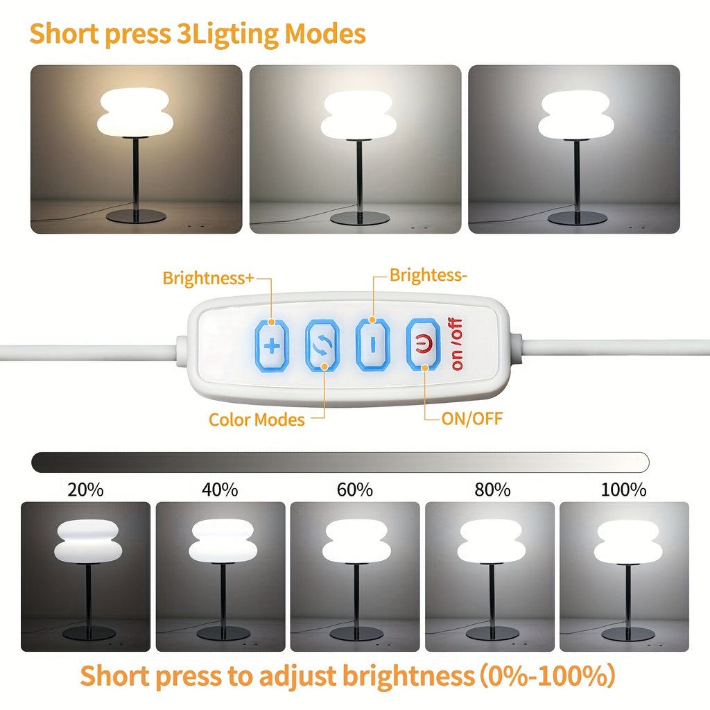 Modern And Simple LED Desk Lamp - Nordic Style Design, Three-level Adjustable Reading Lamp