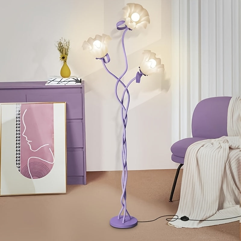 Modern Art Flower Floor Lamp, Flexible Arm Creative DIY Shape 3-Color Temperatures LED Corner Floor Lamp, Suitable For Bedroom