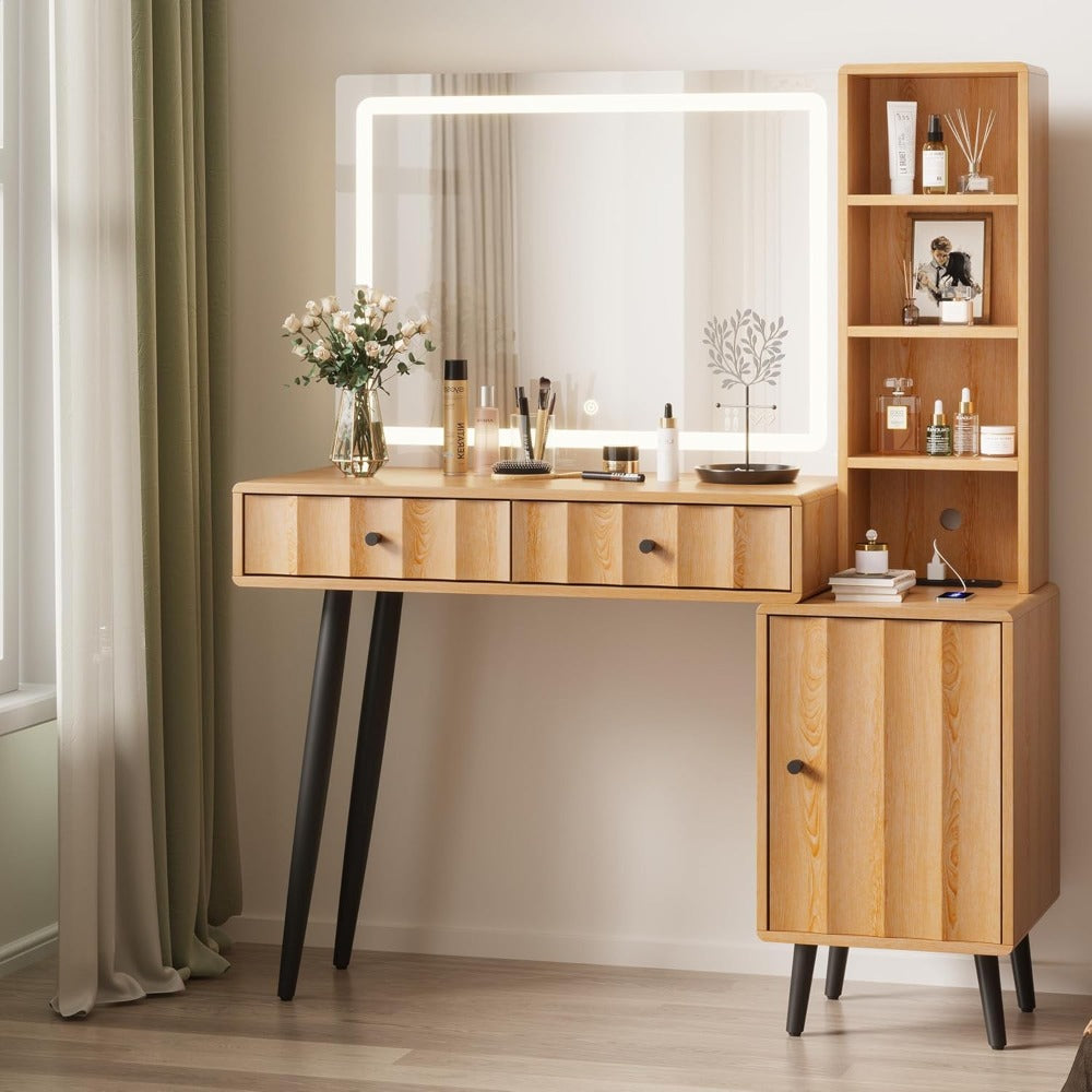 Elegant Wave Fluted Vanity Desk Dressing Table - 44\