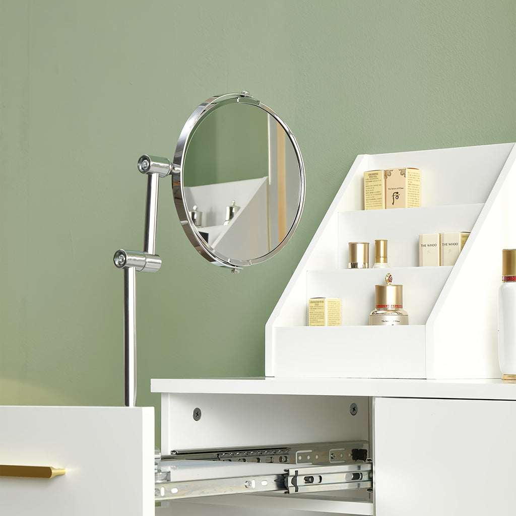 47.2''Large Vanity With Folding Up Makeup Mirror, Makeup Vanity With 2 Makeup Organizers