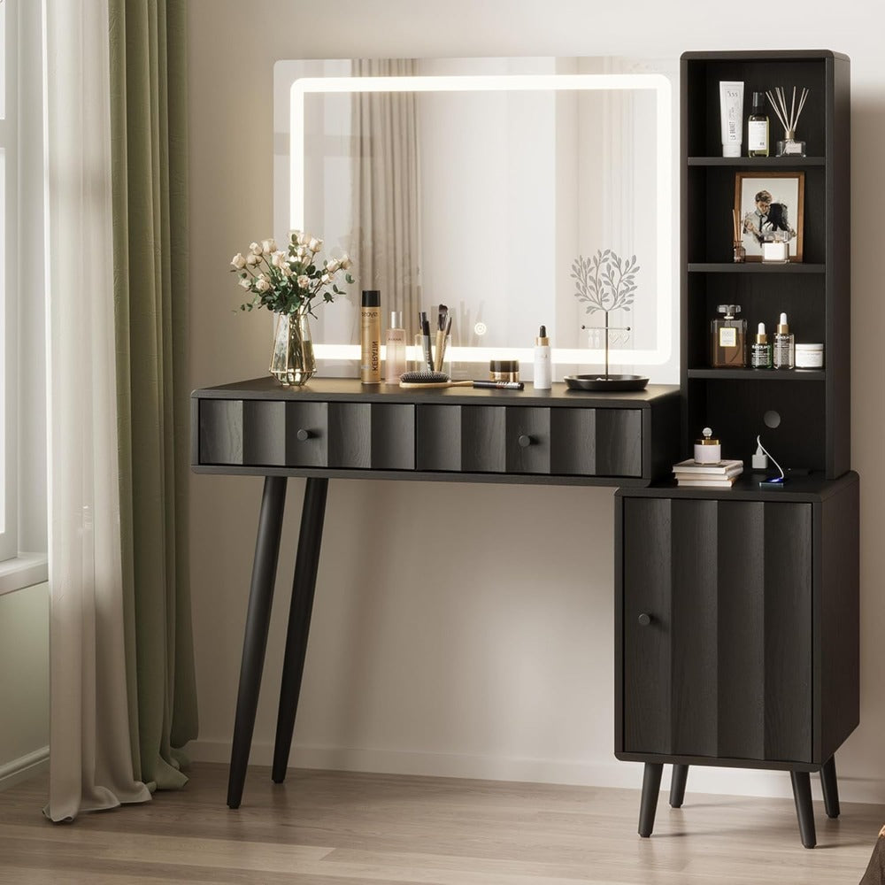 Elegant Wave Fluted Vanity Desk Dressing Table - 44\