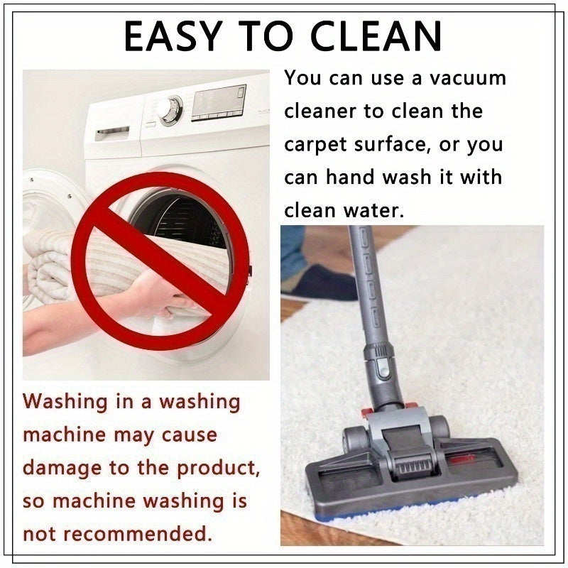 1pc 10mm Thick High-Quality Imitation Cashmere Oval Runner Mat - Cream Beige Modern Simple Line Printing