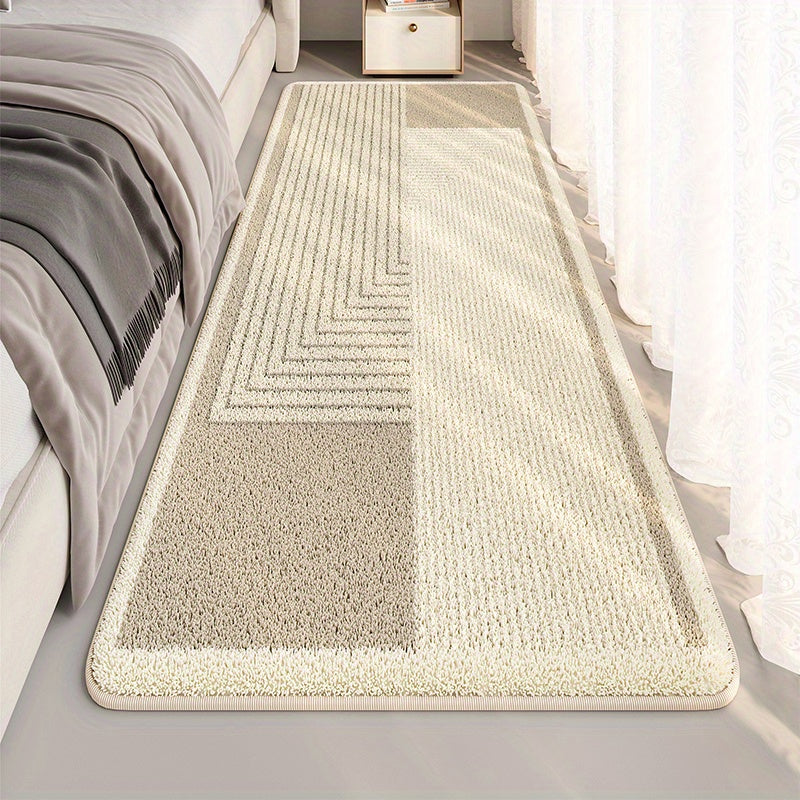 Soft Area Mat 100% Polyester Plush Soft Japanese-Inspired Cream Striped Area Mat