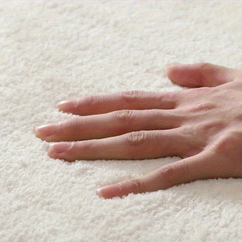 1pc 10mm Thick High-Quality Imitation Cashmere Oval Runner Mat - Cream Beige Modern Simple Line Printing