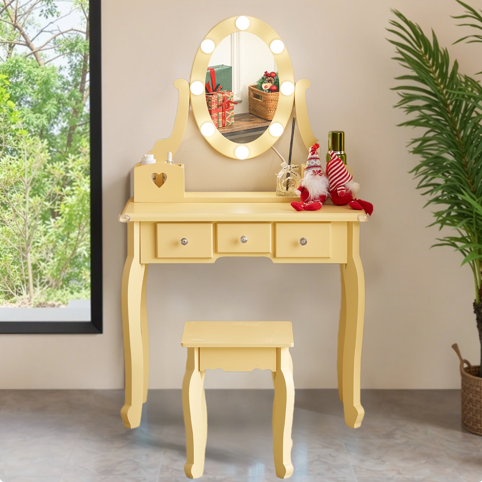 Heart-shaped Mirror Light White Blue Pink Green Purple Yellow Orange Girls Room Decoration High Cost-effective Holiday Home Gift