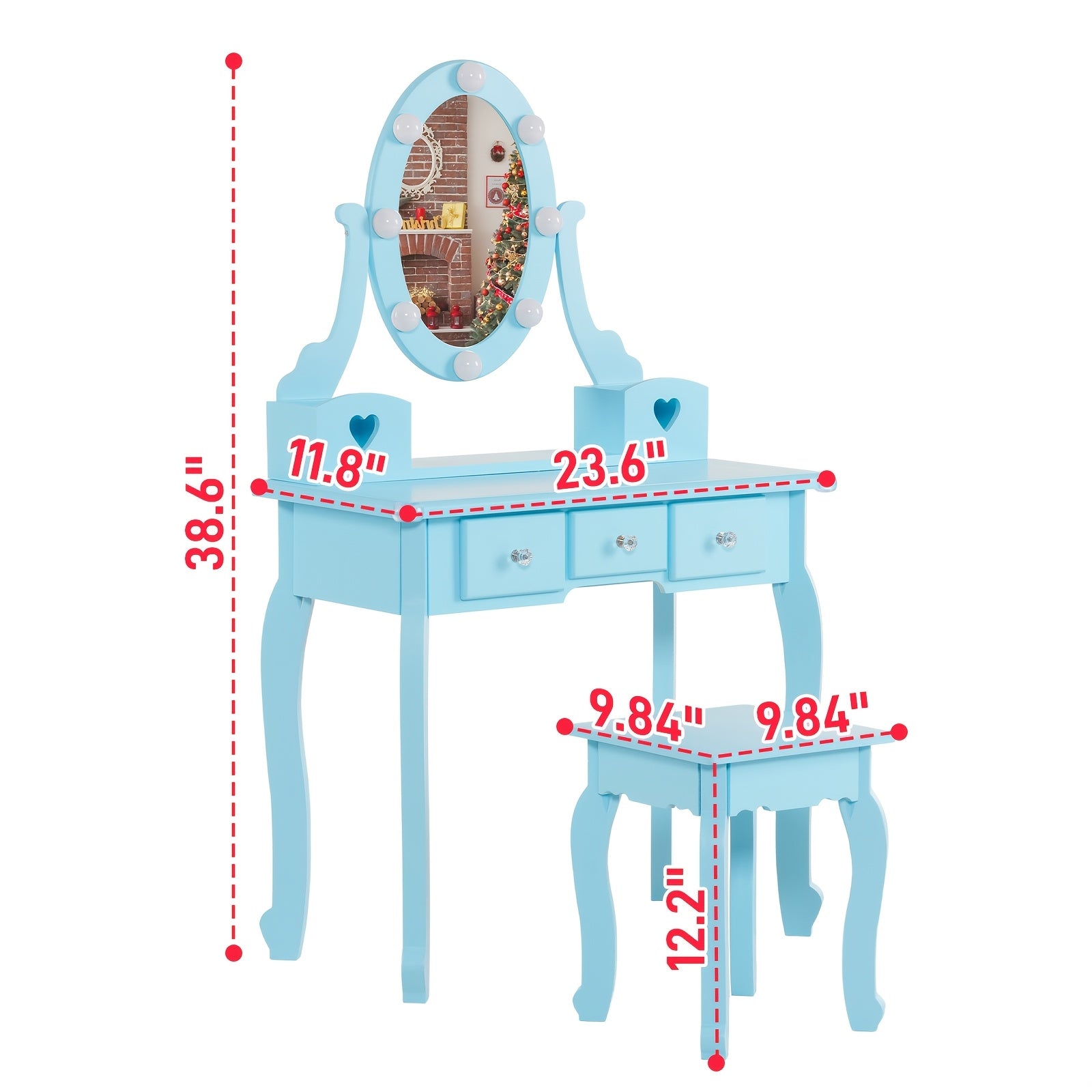 Heart-shaped Mirror Light White Blue Pink Green Purple Yellow Orange Girls Room Decoration High Cost-effective Holiday Home Gift