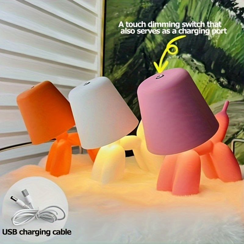 Creative Romantic Colored Balloon Dog Desk Lamp with Touch Switch, Tri Color Light, Adjustable Dimming Support