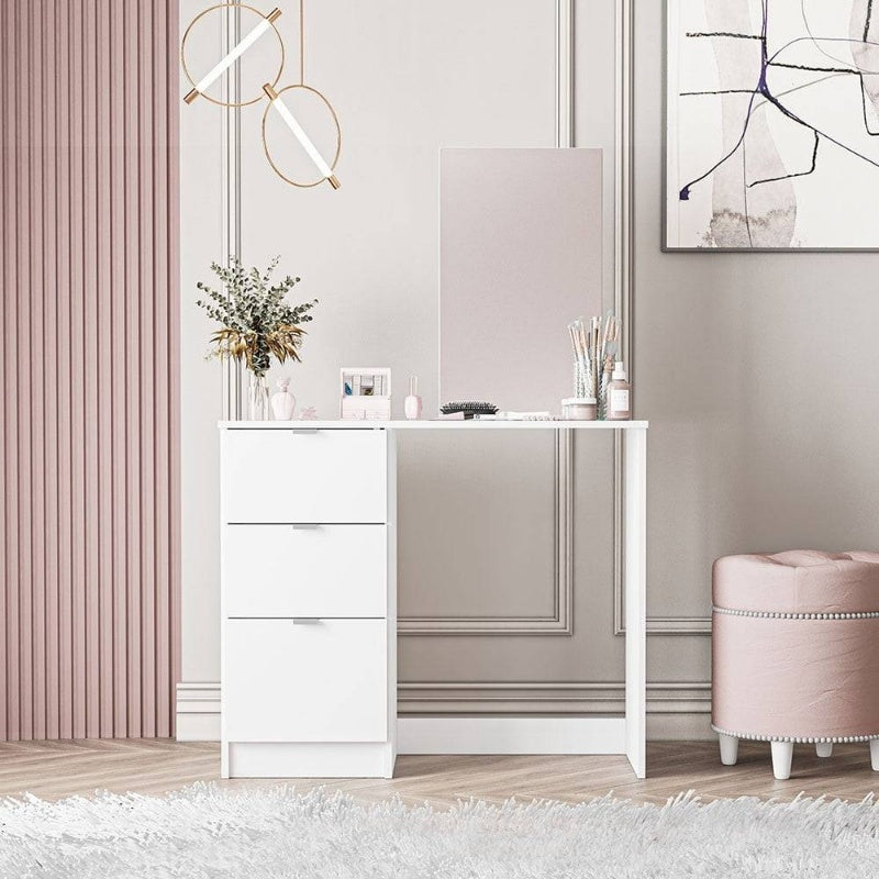 Polifurniture New Minas Modern Makeup Vanity Table White Finish